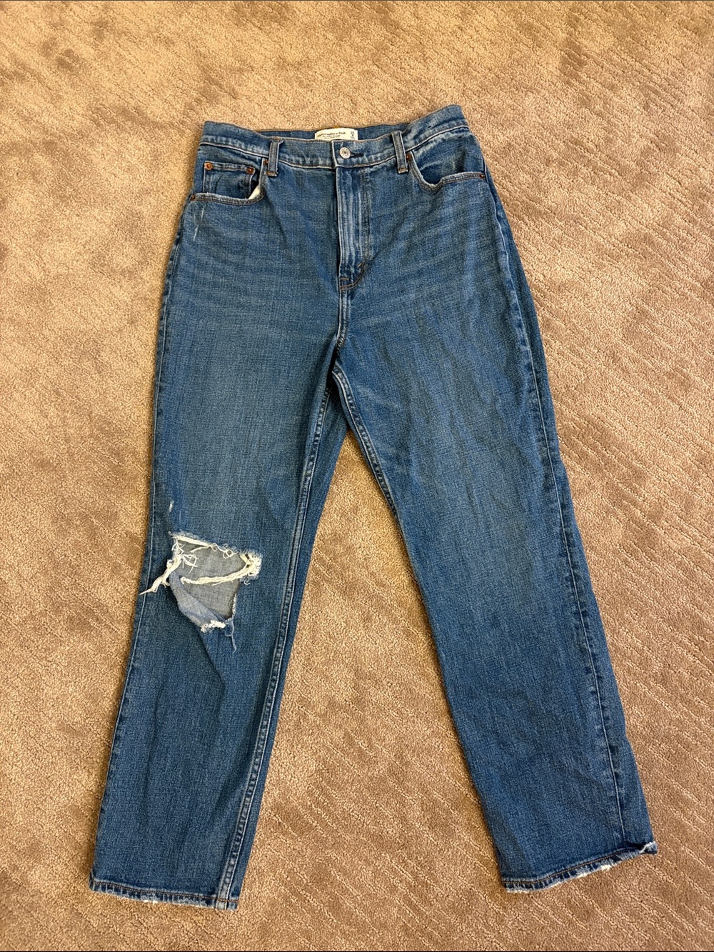 Abercrombie & Fitch Women's Ankle Straight Ultra High Rise Jeans - Denim Blue